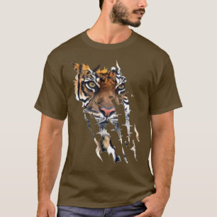 Camiseta Marcas de Caráter Selvagem do Gato Bengala Tiger 