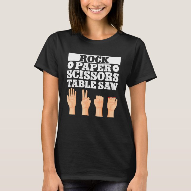 Camiseta Marceneiro Carpinteiro Pedra Papel Tesoura Serra d (Frente)