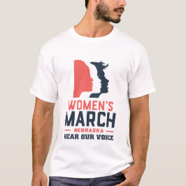 Camiseta Marcha das Mulheres em Nebraska Ouça nossa Voz