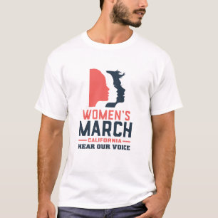 Camiseta Marcha das mulheres na Califórnia Ouvem a nossa vo