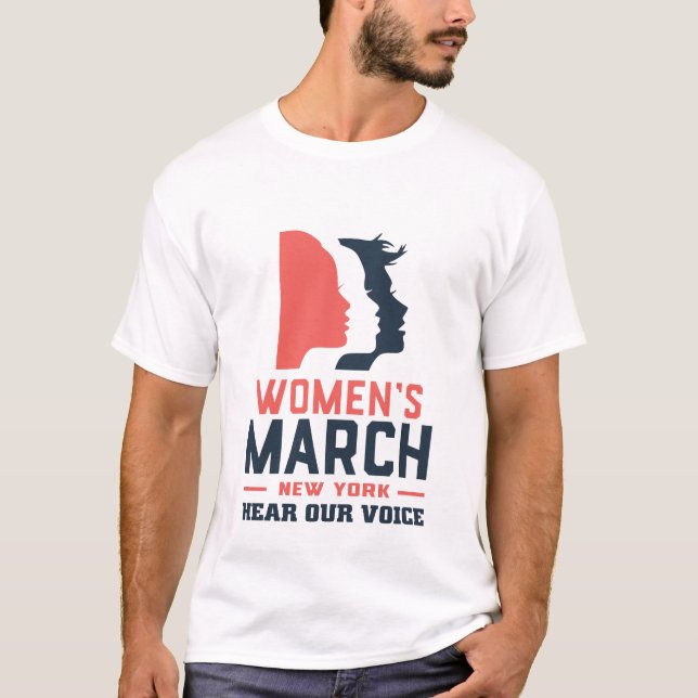 Camiseta Marcha das Mulheres Nova Iorque Ouvem a nossa Voz (Frente)