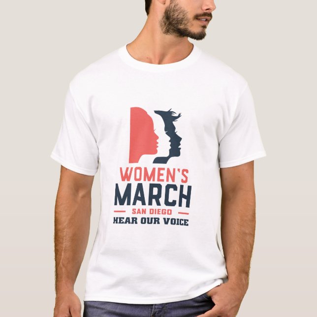 Camiseta Marcha feminina San Diego Ouvem a nossa voz (Frente)