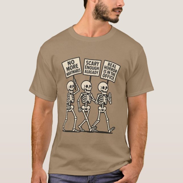 Camiseta Marchando esqueletos com sinais de protesto Design (Frente)