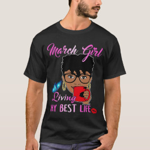 Camiseta Marche Girl Living My Best Life Black Girl Bebendo