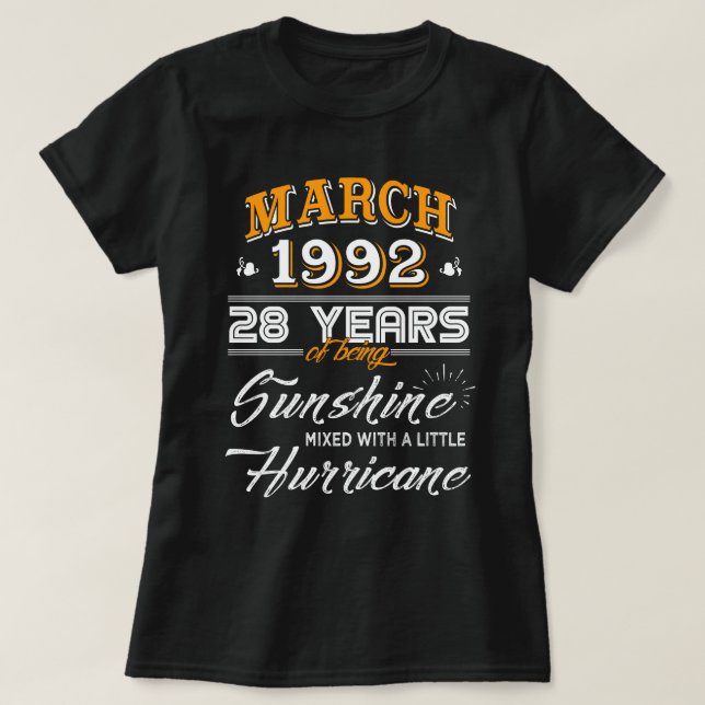Camiseta Março 1992 - 28 Anos Presentes De Casamento (Frente do Design)