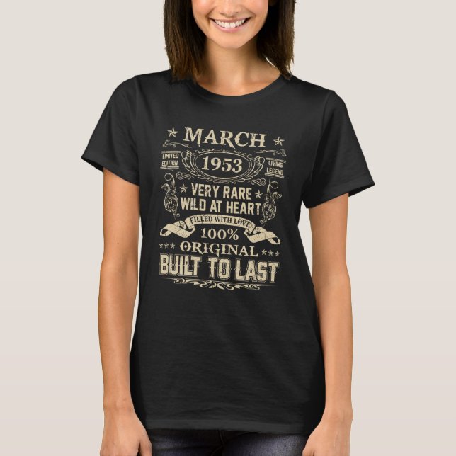 Camiseta Março De 1953 70 Anos 70 Aniversário (Frente)