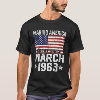 Camiseta Março De 1963 Bandeira Americana 58º Aniversário O