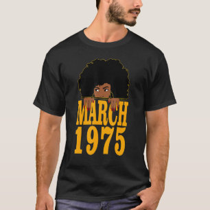 Camiseta Março de 1975 47º aniversário 47 anos mulheres neg