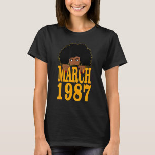 Camiseta Março de 1987 35º aniversário 35 anos mulheres neg