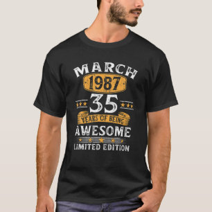 Camiseta Março De 1987 35 Anos De Idade Oferece 35 Dons De