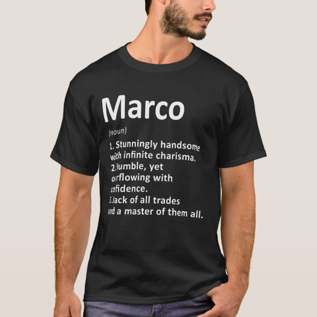 Camiseta Marco Definição Nome Personalizado Engraçado Anive (Frente)