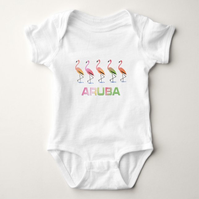 Camiseta Março dos flamingos tropicais ARUBA (Frente)