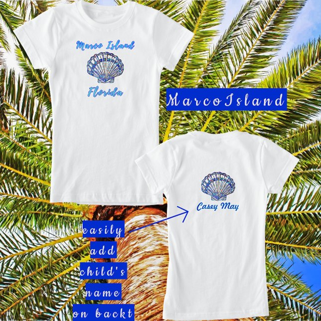 Camiseta Marco Island Florida Pretty Mosaic Seashell Name (Criador carregado)