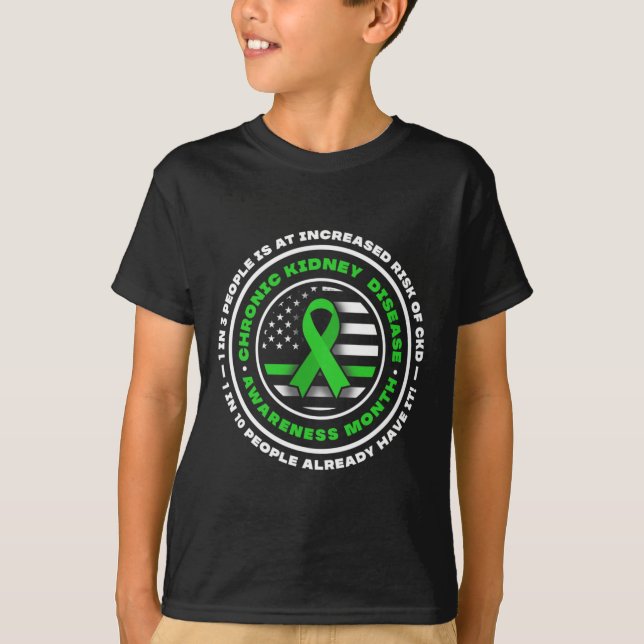 Camiseta Março Vestimos Doença Renal Verde do Arco-Íris (Frente)