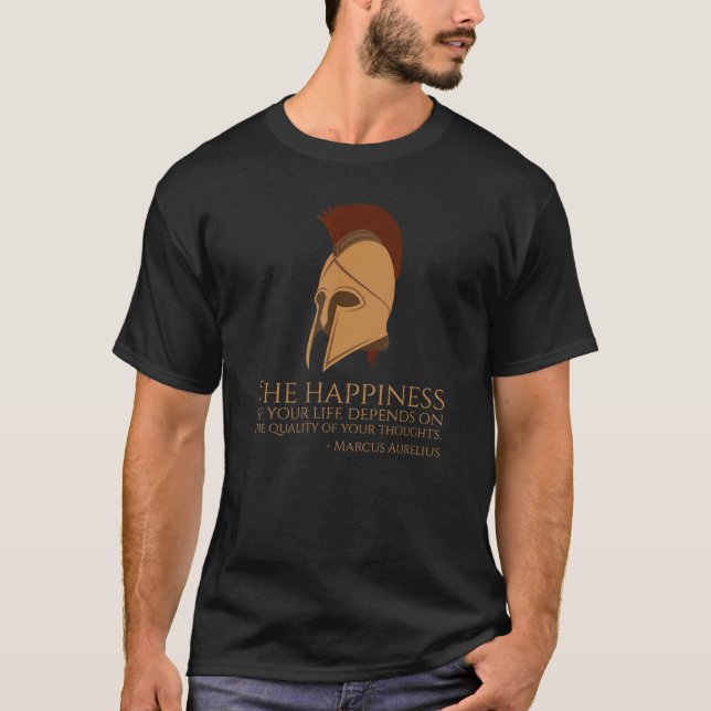 Camiseta Marcus Aurelius cita a Felicidade Romana Antiga (Frente)