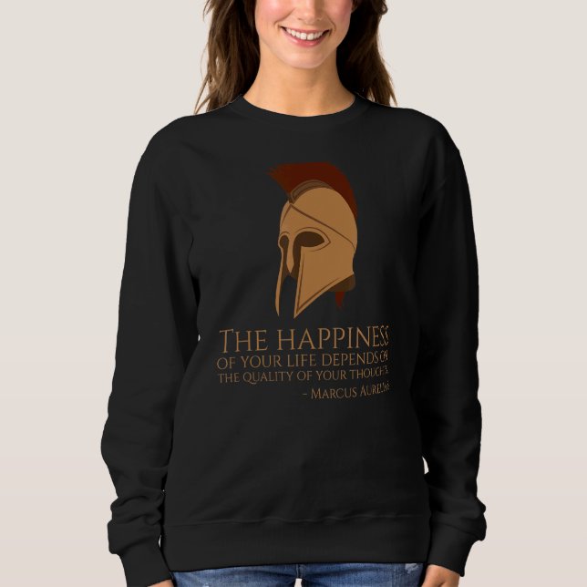 Camiseta Marcus Aurelius Citação Sobre A Felicidade Romana  (Frente)