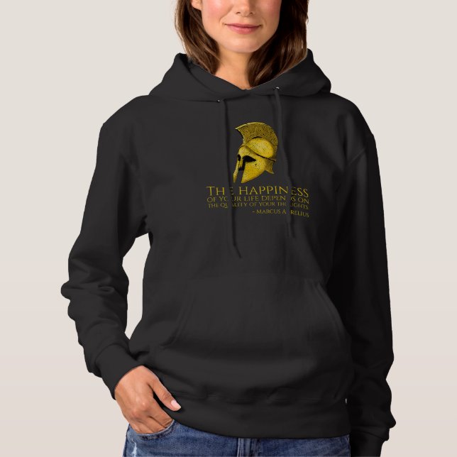Camiseta Marcus Aurelius Stoic Citação Sobre Felicidade Rom (Frente)