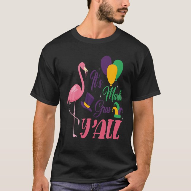 Camiseta Mardi Gras 2022 Carnaval de Máscara Flamingo (Frente)