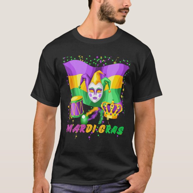 Camiseta Mardi Gras 2022 Roupa De Jester Para Crianças Meni (Frente)