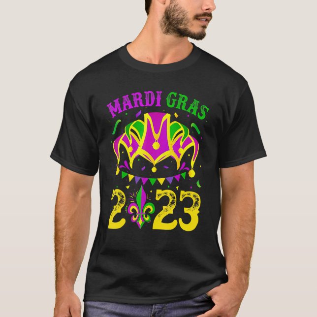 Camiseta Mardi Gras 2023 Mask Miçanga Costume Men Gir (Frente)