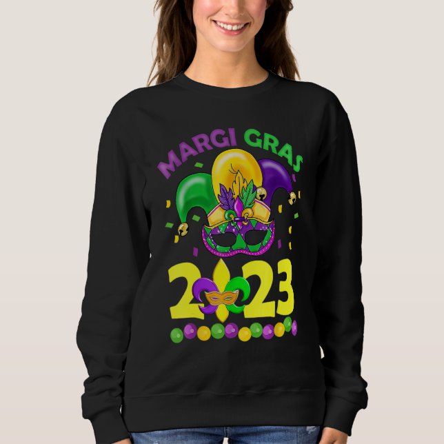 Camiseta Mardi Gras 2023 Womens Girls Mask Beads New Orlean (Frente)