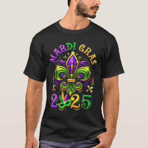 Camiseta Mardi Gras 2025 Fleur De Lis Men Mulheres Novas Ou