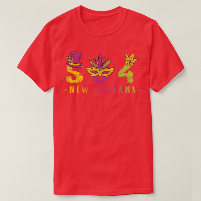 Camiseta Mardi Gras 504 Nola New Orleans Louisiana LA (Frente do Design)