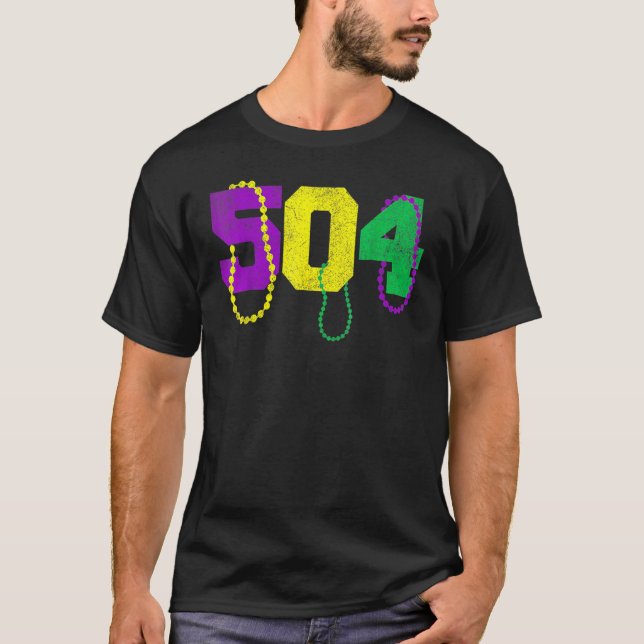 Camiseta Mardi Gras 504 Nola New Orleans Louisiana LA Festi (Frente)