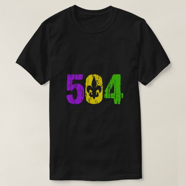 Camiseta Mardi Gras 504 Nola New Orleans Louisiana Mardi Gr (Frente do Design)