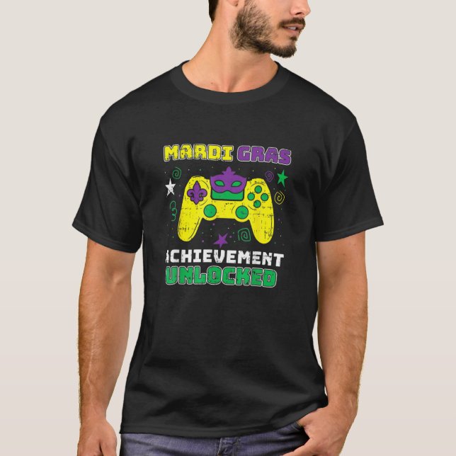 Camiseta Mardi Gras Alcance Controle De Jogo De Vídeo Desbl (Frente)