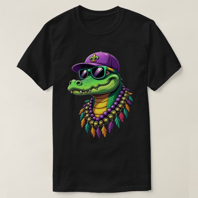 Camiseta Mardi Gras Alligator Carnival Nova Orleans (Frente do Design)