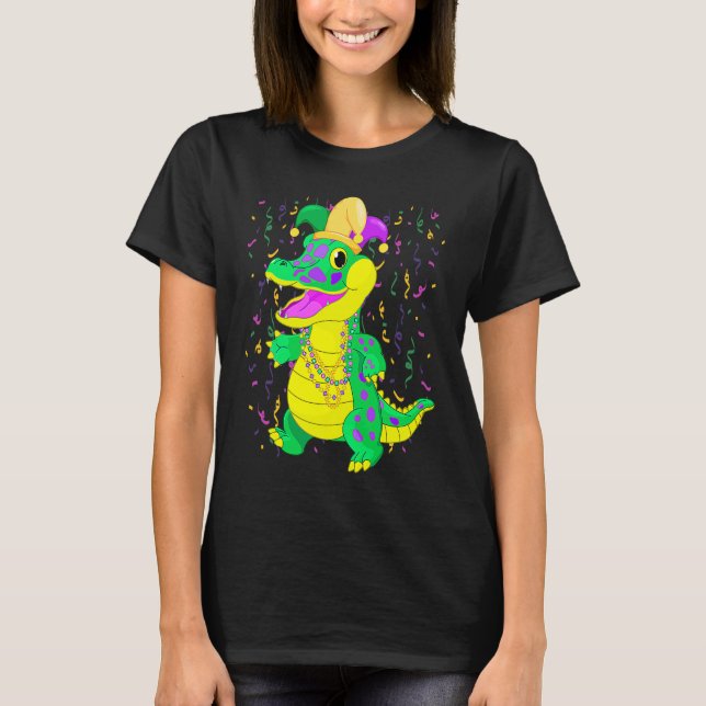 Camiseta Mardi Gras alligator with Jester Carnival for kids (Frente)