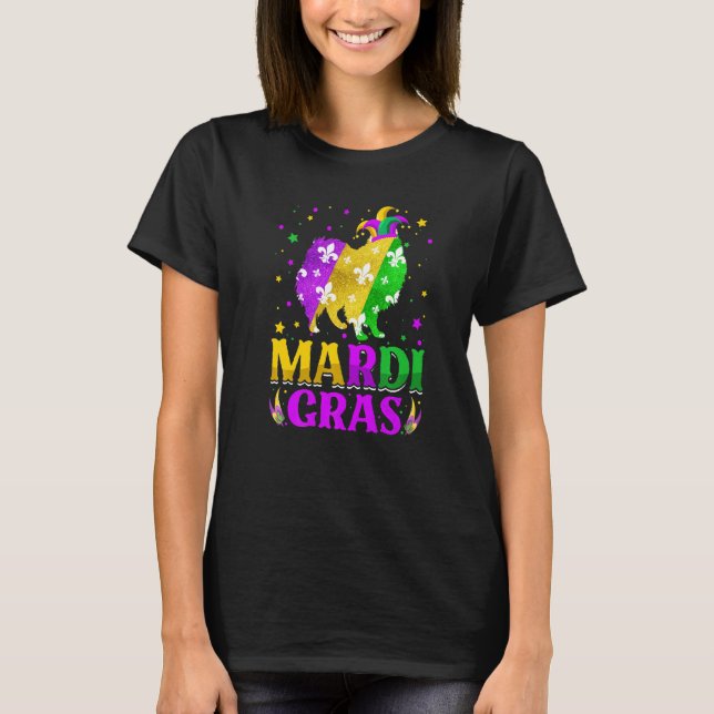 Camiseta Mardi Gras American Eskimo Dog Lover Carnival Jest (Frente)