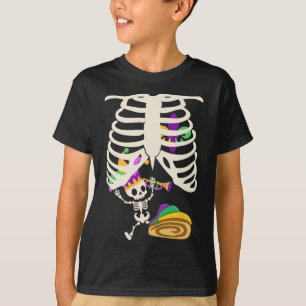 Camiseta Mardi Gras Anunciando Gravidez Esqueleto Por