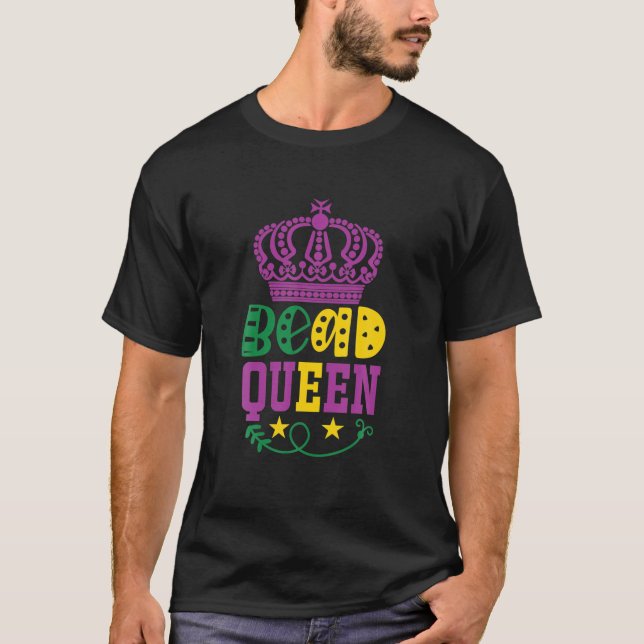 Camiseta Mardi Gras Bead Queen Crown (Frente)