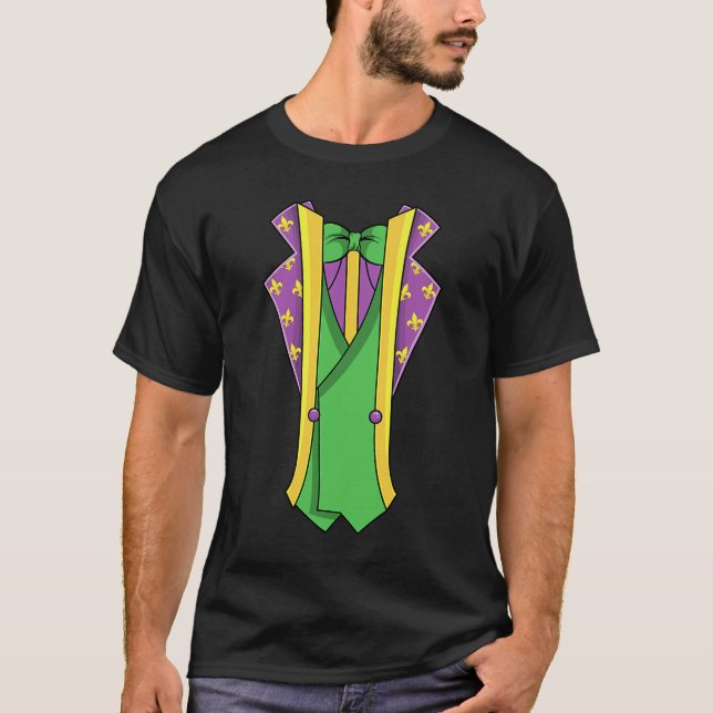 Camiseta Mardi Gras Bebendo Falso Suit Jaqueta Fleur De Lis (Frente)