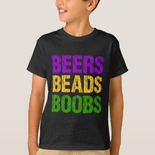 Camiseta Mardi Gras Beers Engraçadas Miçangas Vêm Tchau Div