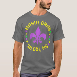 Camiseta Mardi Gras Biloxi Mississippi Fleur De Lis Miçanga