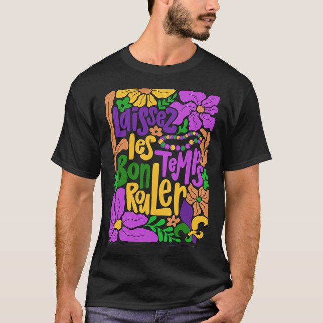 Camiseta Mardi Gras Boho Laissez Les Bon Temps Rouler Fleur (Frente)