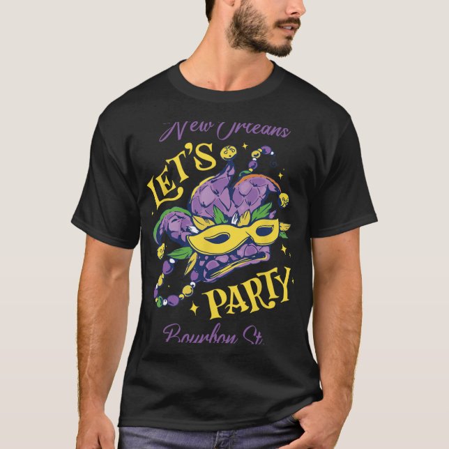 Camiseta Mardi Gras Bourbon Street New Orleans Souvenir Lou (Frente)