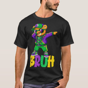 Camiseta Mardi Gras Bruh Urso de Pelúcia Hip Hop Meninos Ho