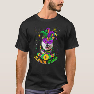 Camiseta Mardi Gras, Cachorro Pai Siberiano Husky Cachorro