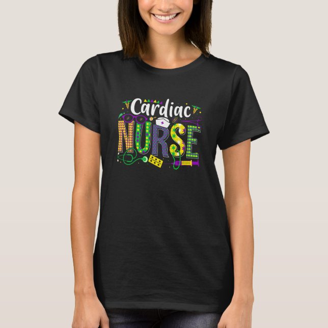 Camiseta Mardi Gras Cardiac Nurse celebrations parade party (Frente)