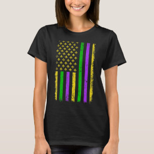 Camiseta Mardi Gras Carnavais americanos Flag Funny Festiv