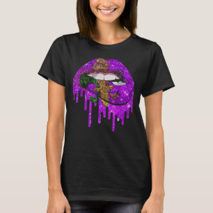 Camiseta Mardi Gras Carnaval Figurino Púrpura e Dourada Fle