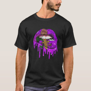Camiseta Mardi Gras Carnaval Figurino Púrpura e Dourada Fle