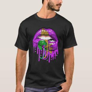Camiseta Mardi Gras Carnaval Figurino Púrpura e Dourada Fle