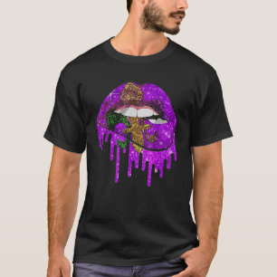Camiseta Mardi Gras Carnaval Figurino Púrpura e Dourada Fle