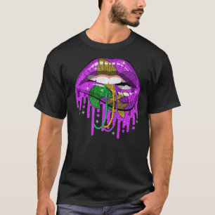Camiseta Mardi Gras Carnaval Figurume Roxo e Dourado Fleur