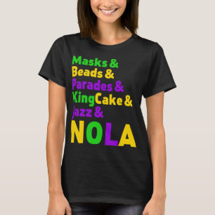 Camiseta Mardi Gras Carnaval Máscaras Miçanga Jazz Parade K